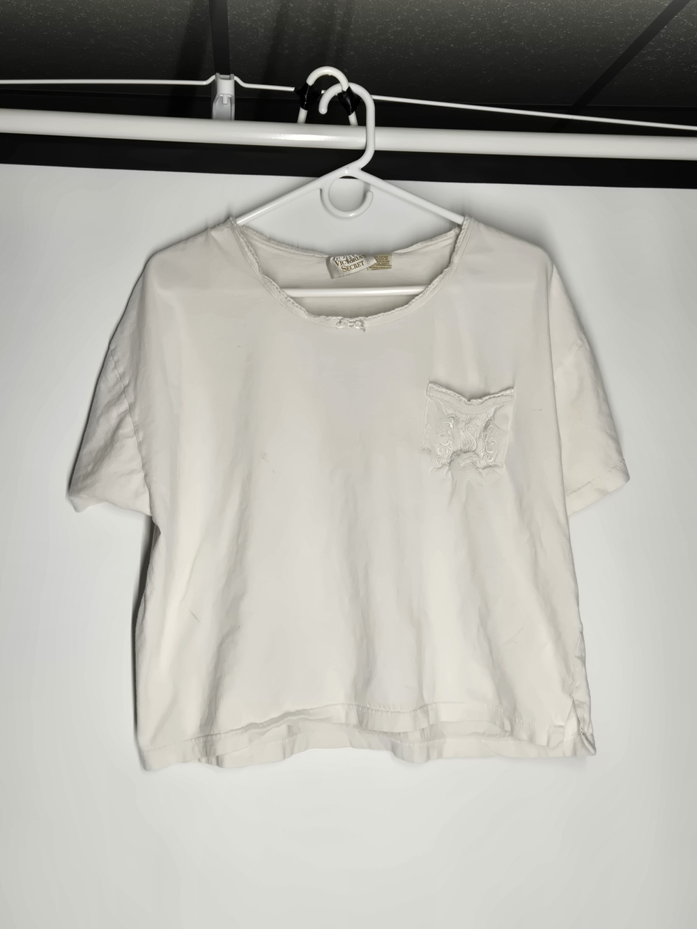 Victoria's Secret Vintage Short Sleeve Oversized Cropped Tee with Pocket Detail